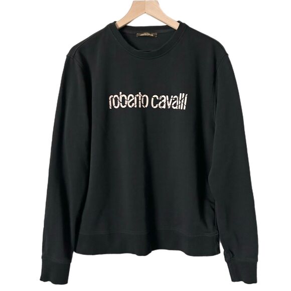 Roberto Cavalli Men's Logo Sweatshirt in Black Size Medium - Picture 1 of 4